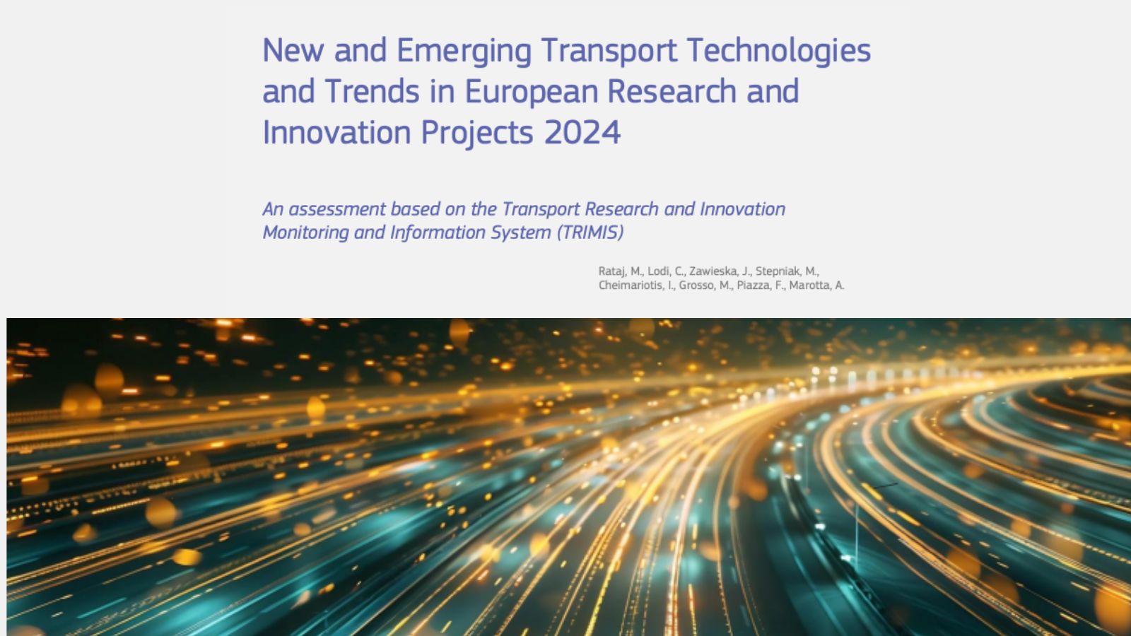 Newly published JRC report “New and Emerging Transport Technologies and Trends in European Research and Innovation Projects 2024”